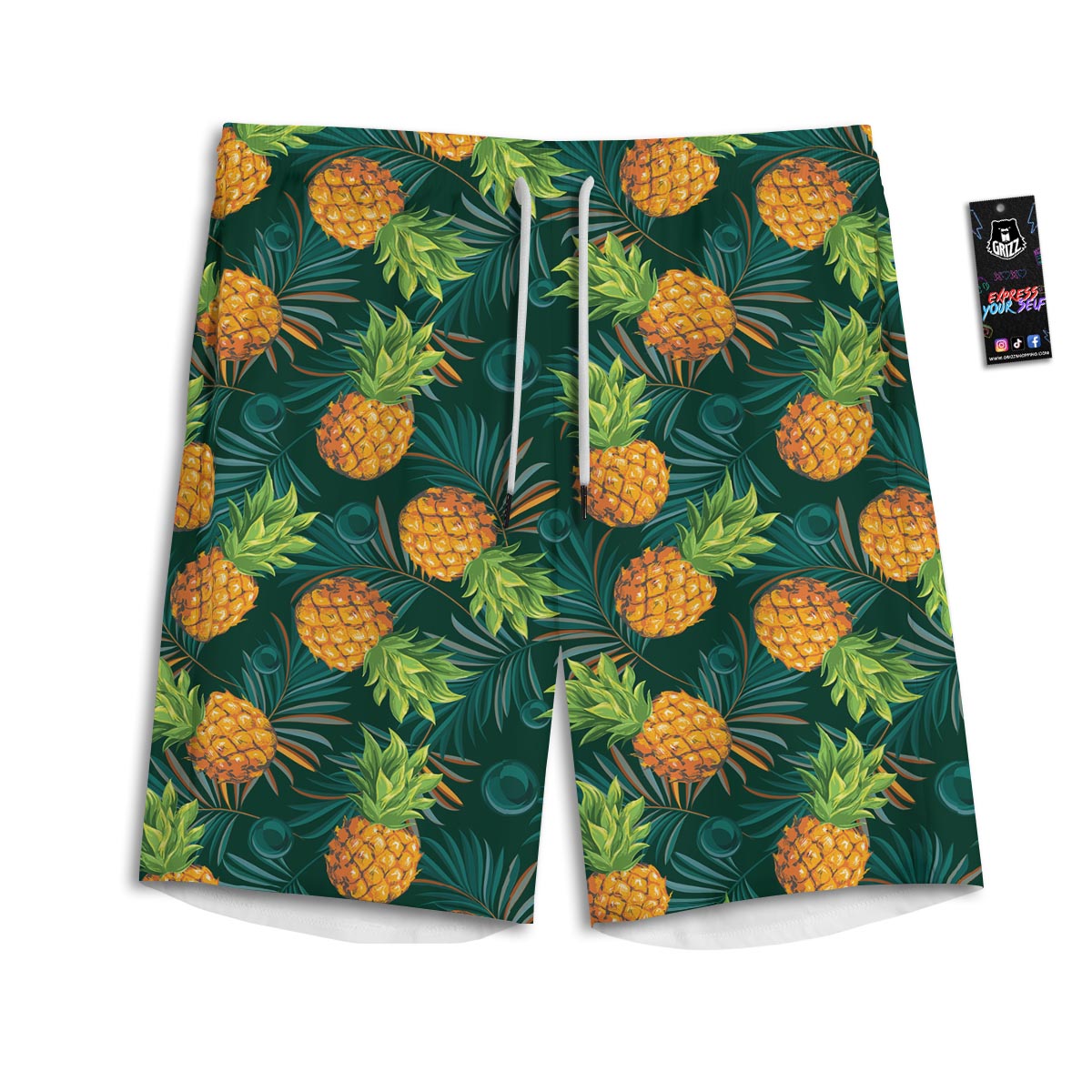 Pineapple Summer Print Pattern Men's Athletic Shorts-grizzshop
