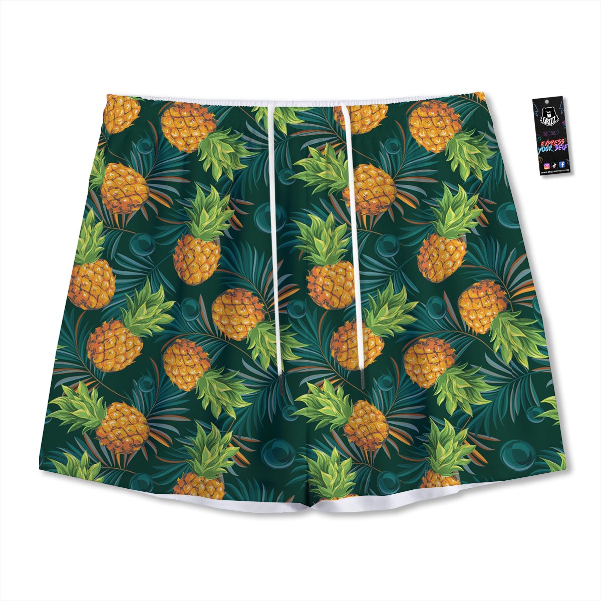 Pineapple Summer Print Pattern Mesh Shorts-grizzshop