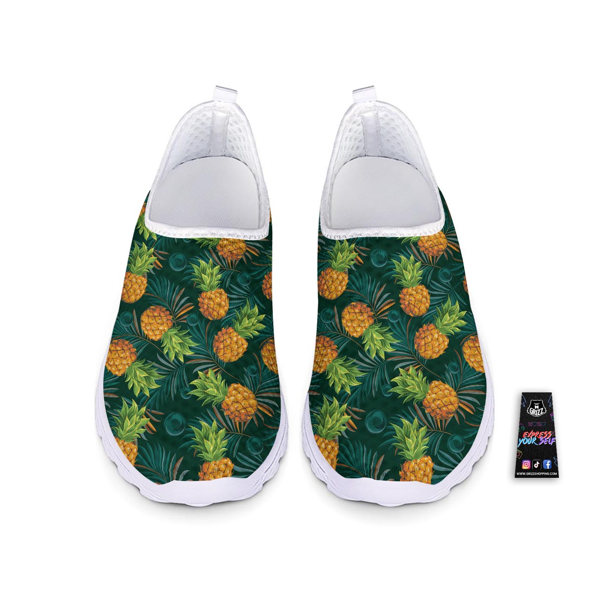 Pineapple Summer Print Pattern Nurse Shoes-grizzshop