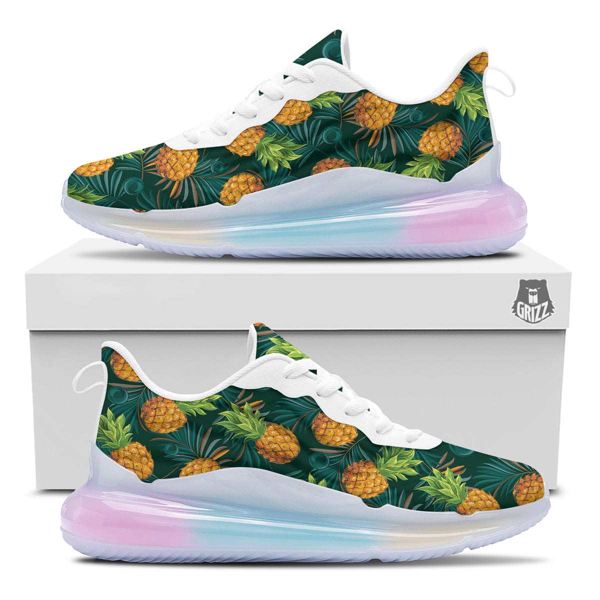 Pineapple Summer Print Pattern Running Sneakers-grizzshop
