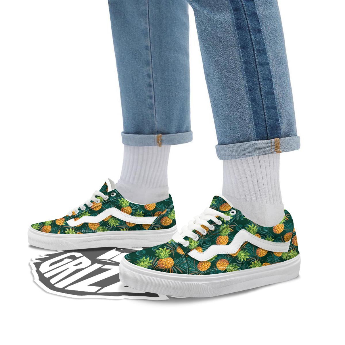 Pineapple Summer Print Pattern Skate Shoes-grizzshop