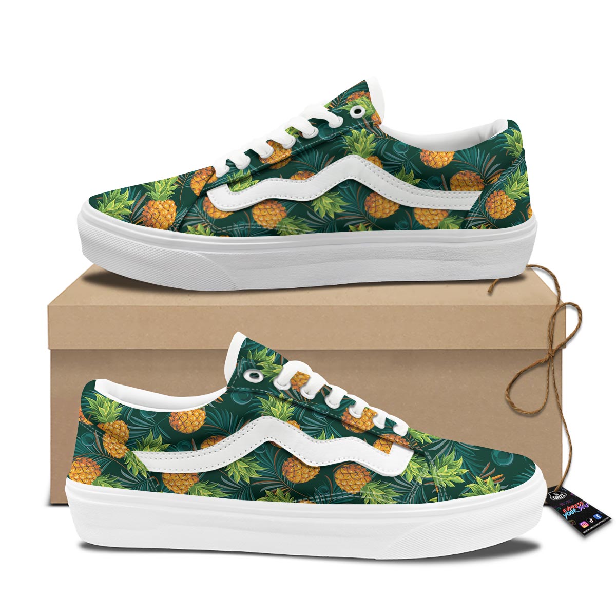Pineapple Summer Print Pattern Skate Shoes-grizzshop