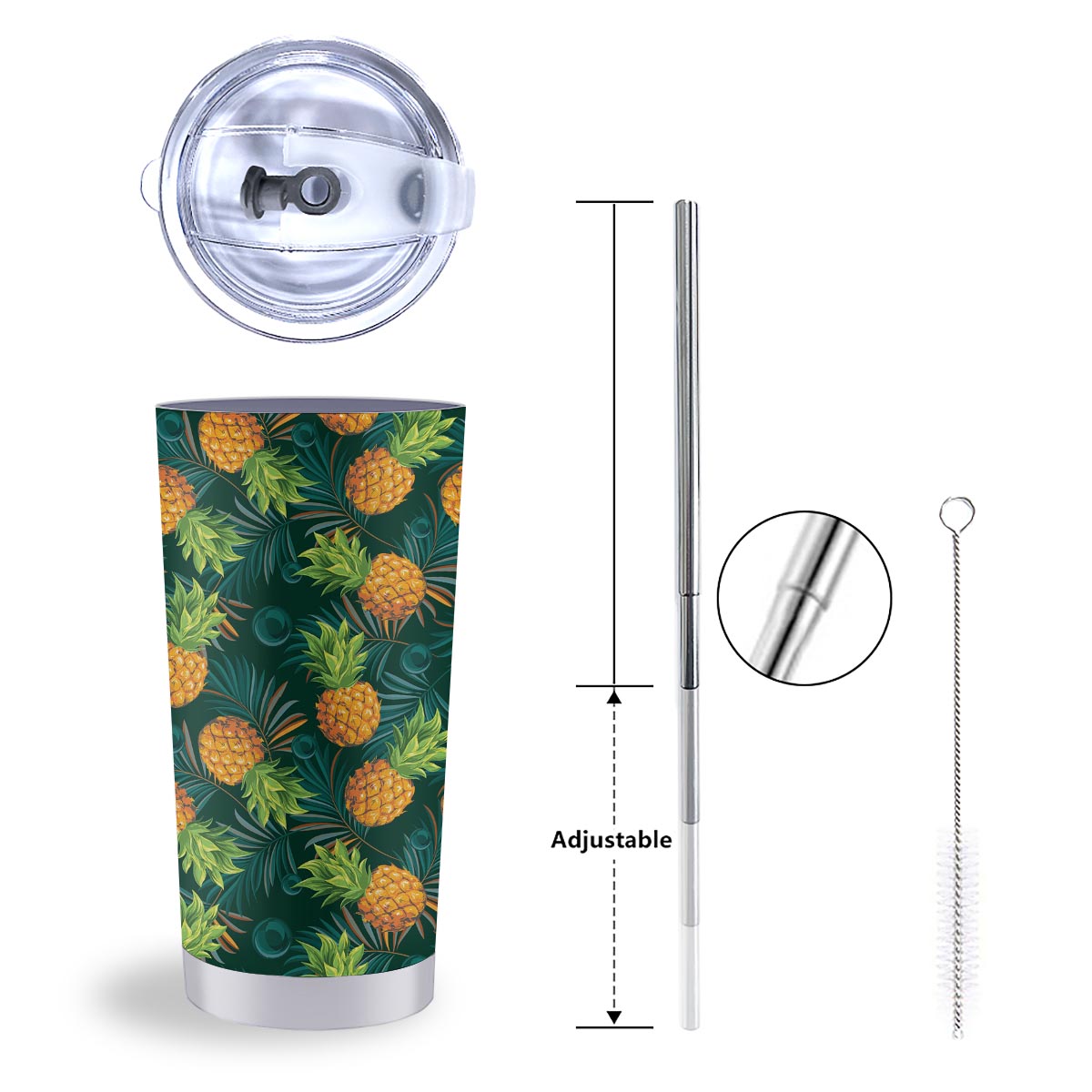 Pineapple Summer Print Pattern Tumbler-grizzshop