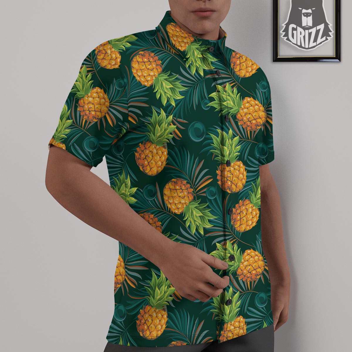 Pineapple Summer Print Pattern Untucked Shirts-grizzshop