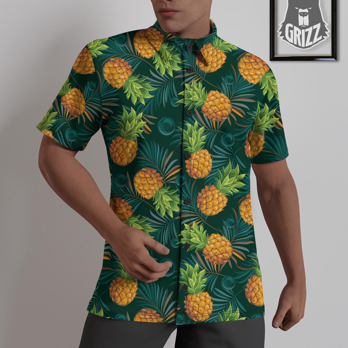 Pineapple Summer Print Pattern Untucked Shirts-grizzshop