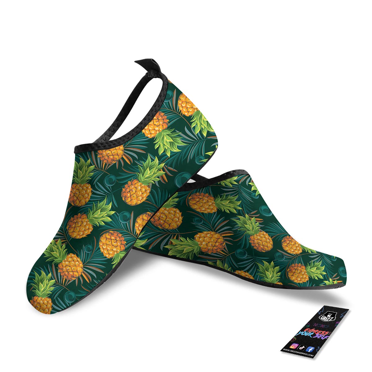 Pineapple Summer Print Pattern Water Shoes-grizzshop