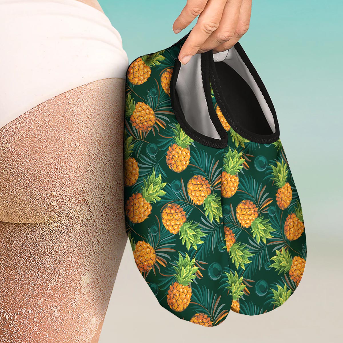 Pineapple Summer Print Pattern Water Shoes-grizzshop