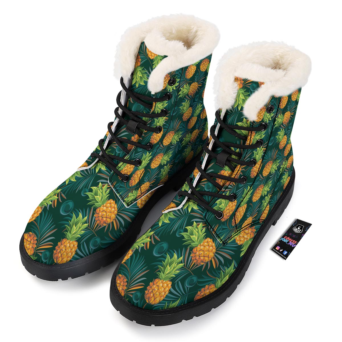 Pineapple Summer Print Pattern Winter Boots-grizzshop