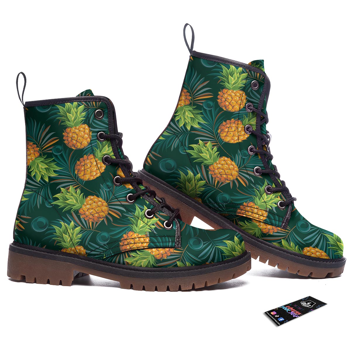 Pineapple Summer Print Pattern Work Boots-grizzshop