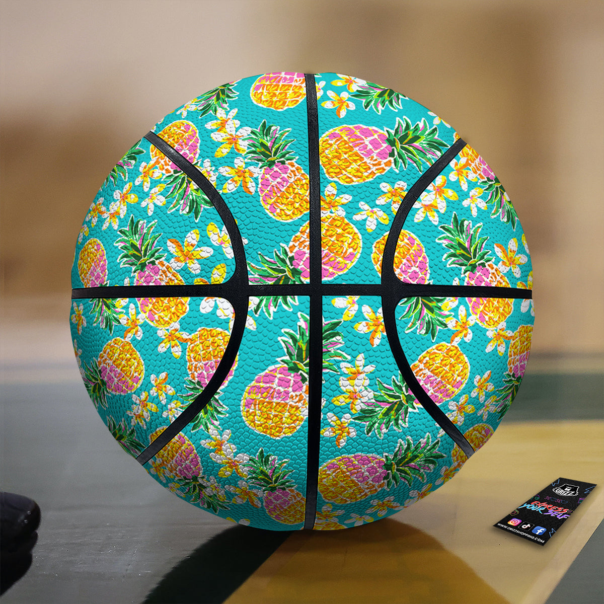 Pineapple Tropical Teal Print Pattern Basketball