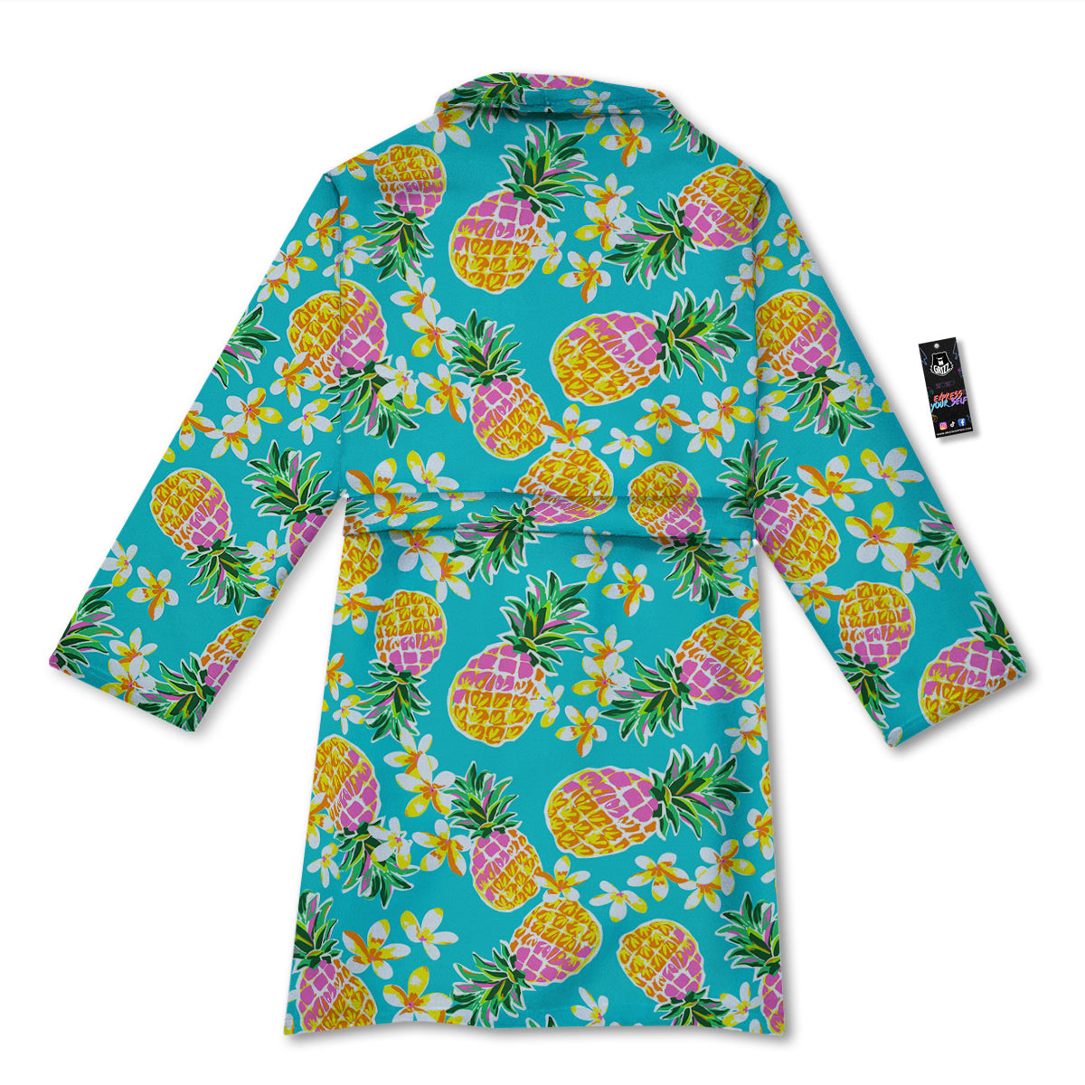 Pineapple Tropical Teal Print Pattern Bathrobe-grizzshop