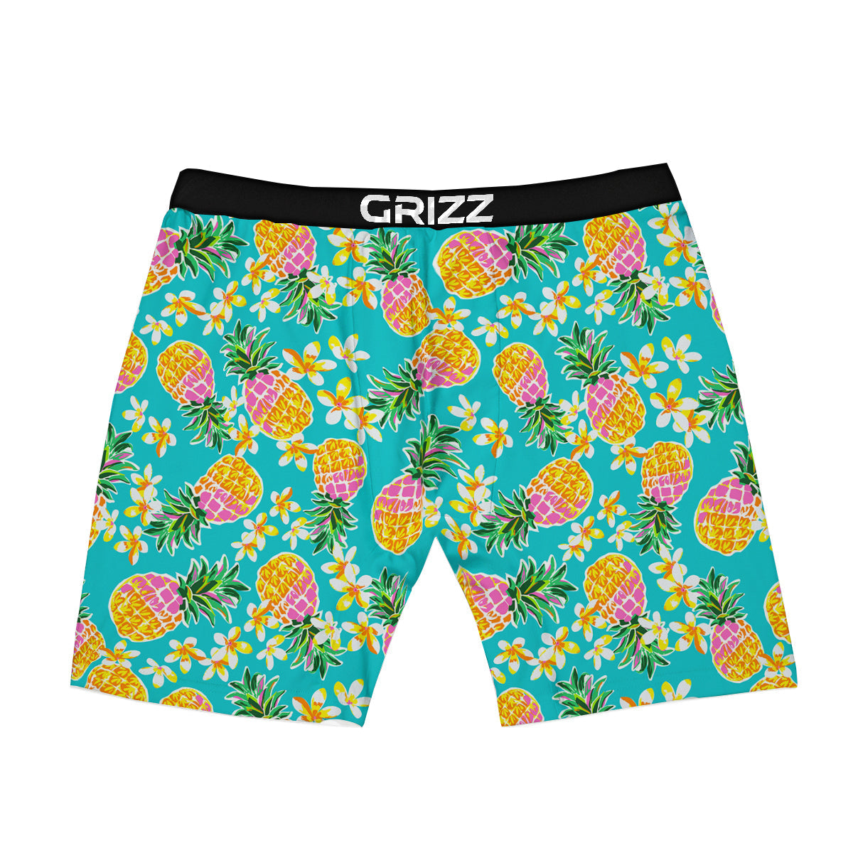 Pineapple Tropical Teal Print Pattern Boxer Briefs-grizzshop