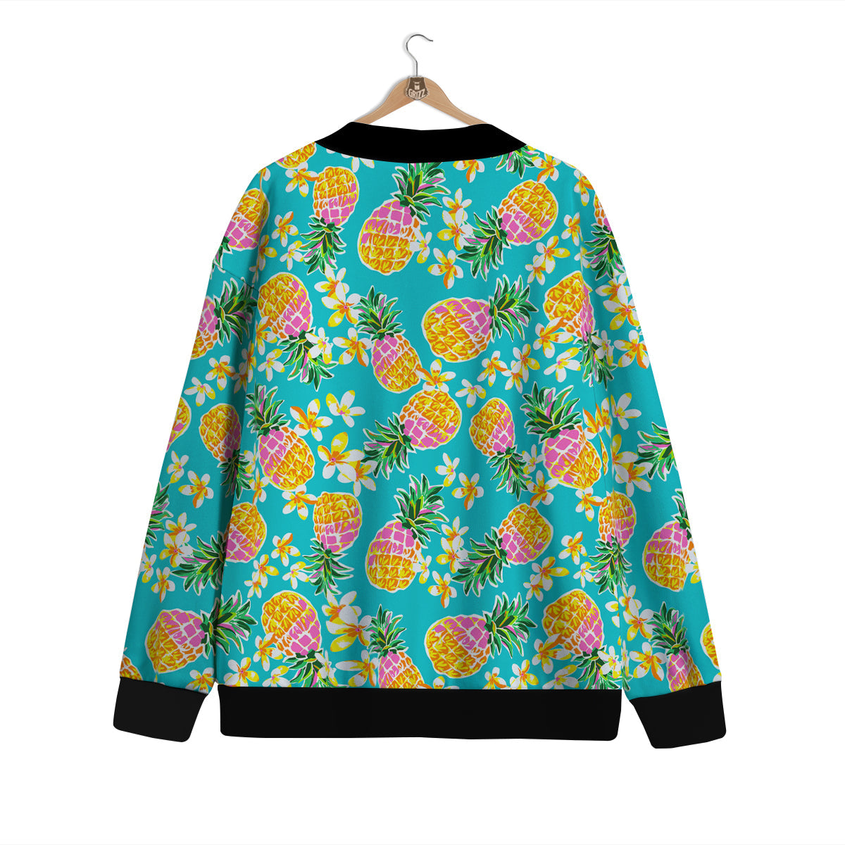 Pineapple Tropical Teal Print Pattern Cardigan-grizzshop