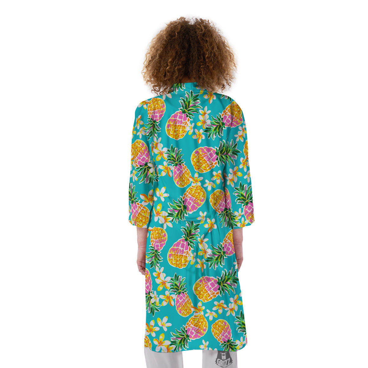 Pineapple Tropical Teal Print Pattern Kimono-grizzshop