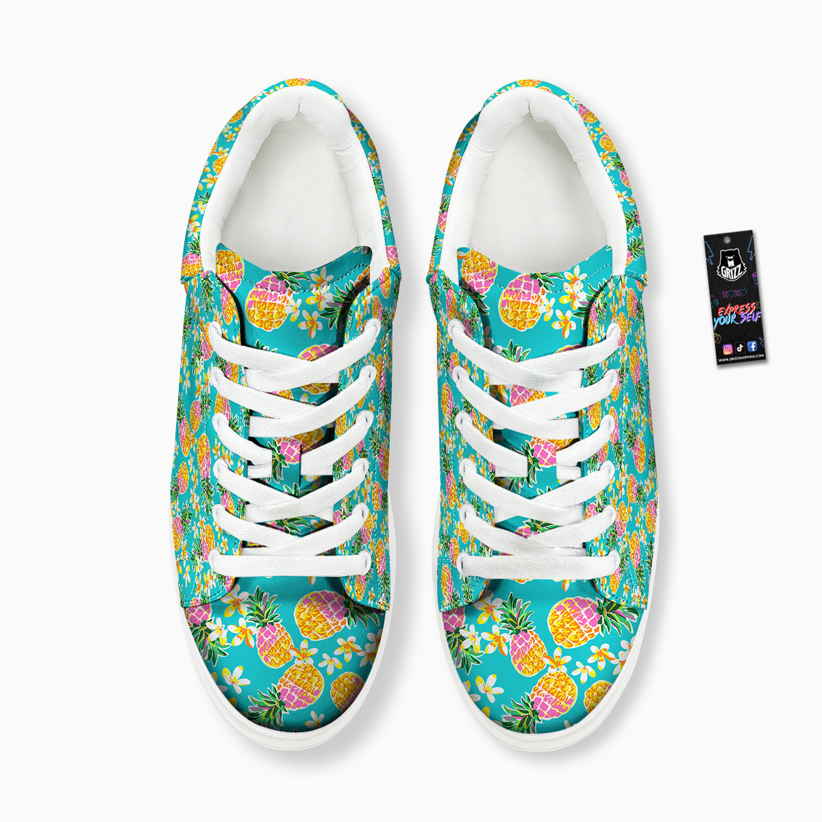 Pineapple Tropical Teal Print Pattern Platform Shoes-grizzshop