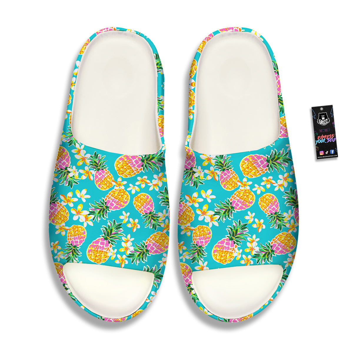 Pineapple Tropical Teal Print Pattern Sandals-grizzshop