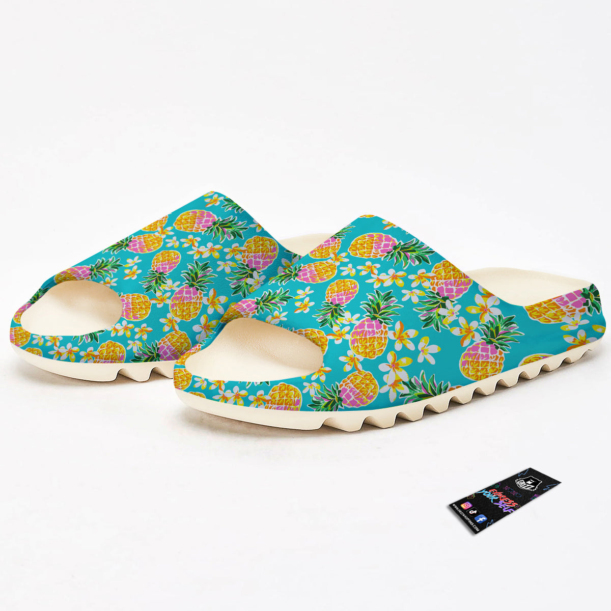 Pineapple Tropical Teal Print Pattern Sandals-grizzshop