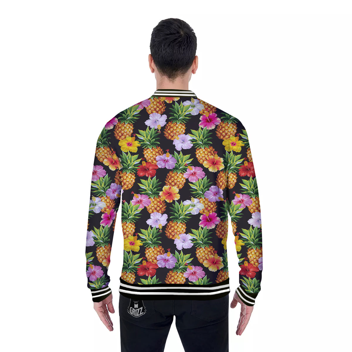 Pineapple Tropical Vintage Print Pattern Baseball Jacket-grizzshop