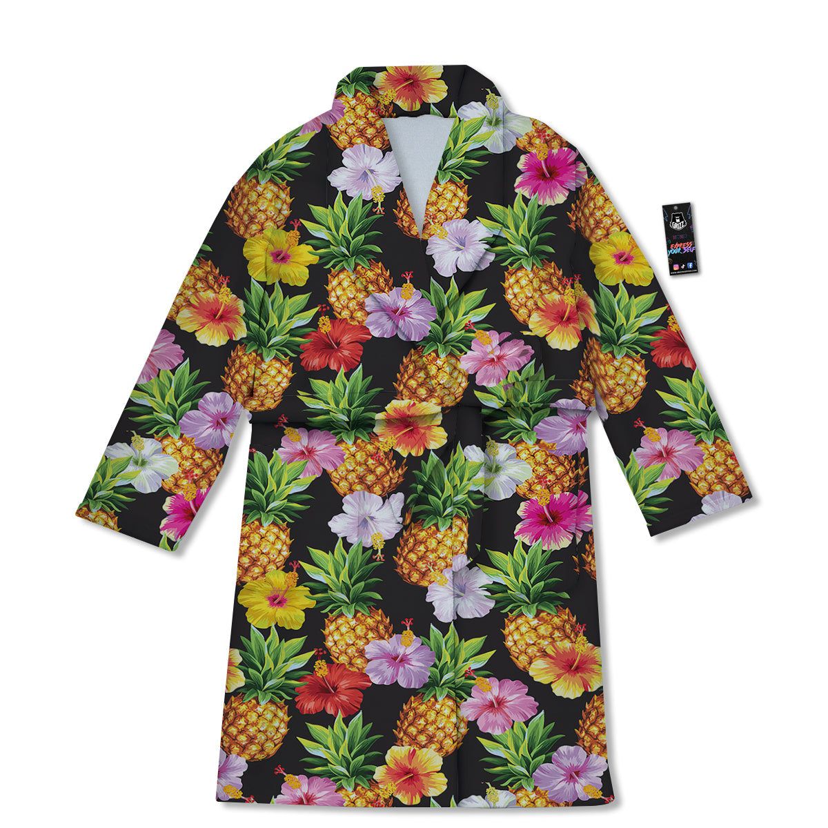 Pineapple Tropical Vintage Print Pattern Bathrobe-grizzshop