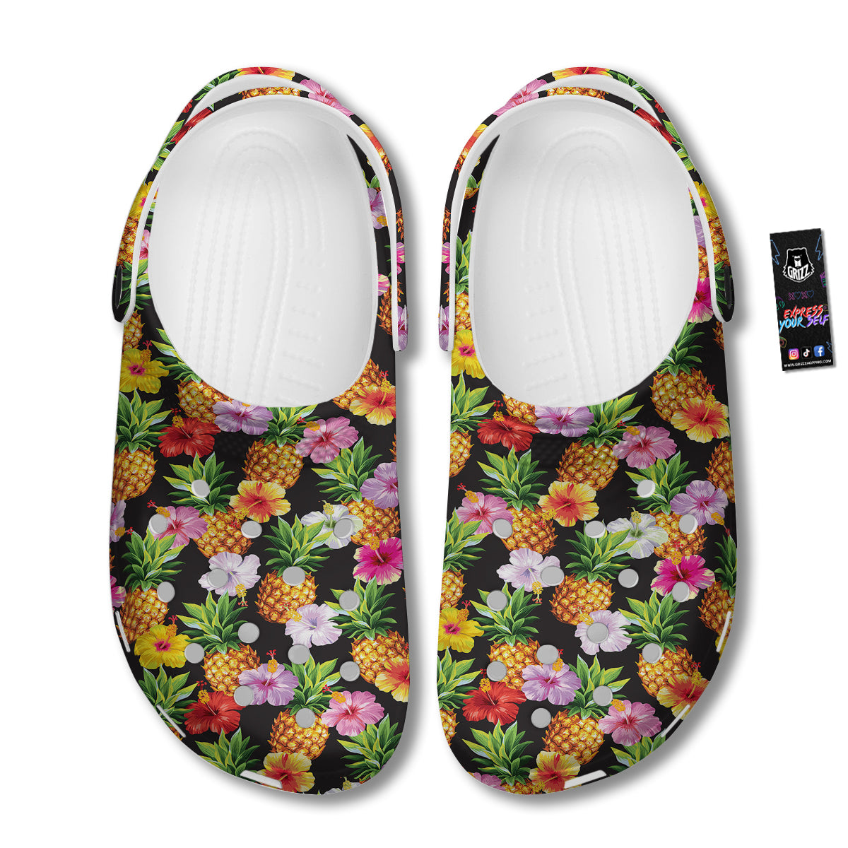 Pineapple Tropical Vintage Print Pattern Clog-grizzshop