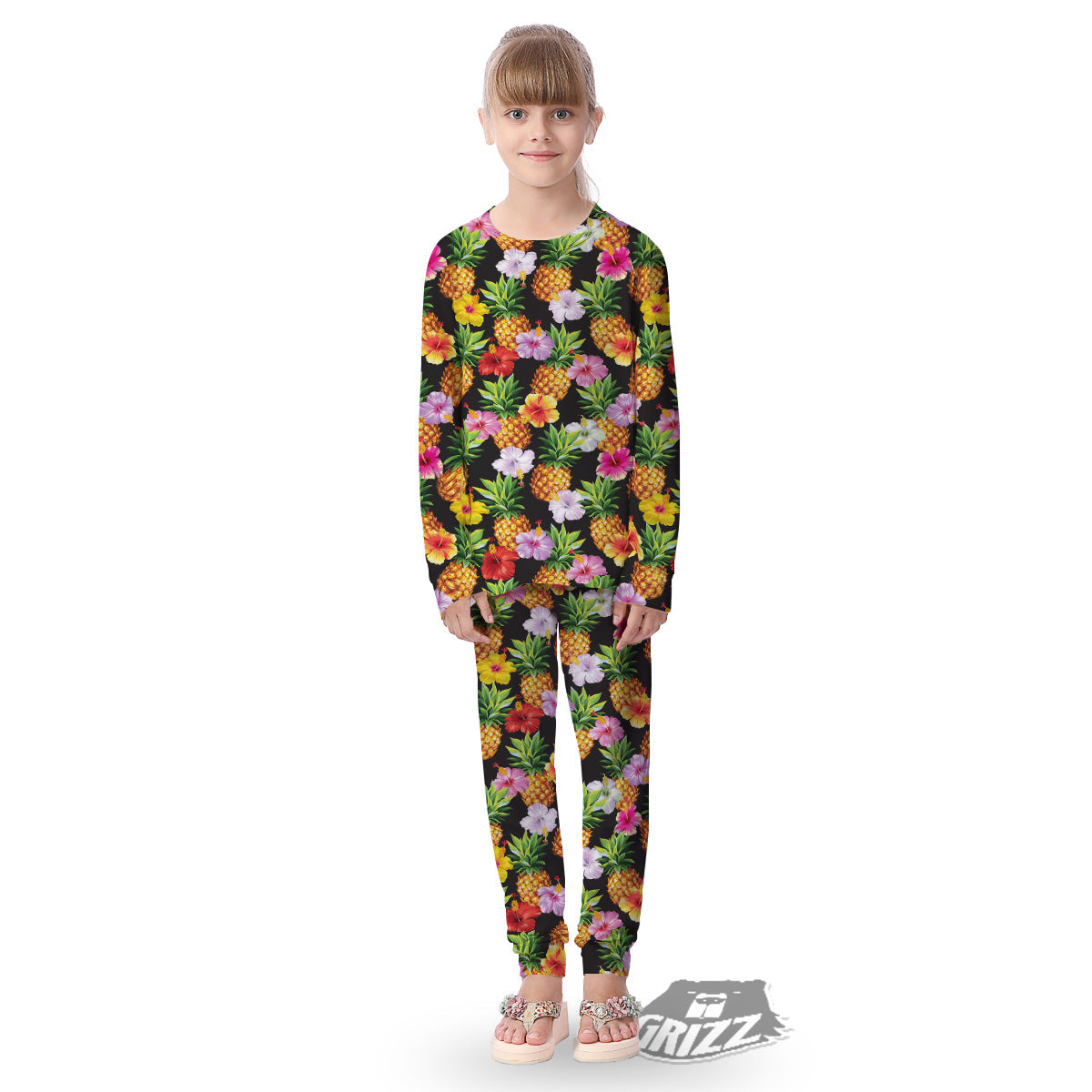 Pineapple Tropical Vintage Print Pattern Kid's Pajamas-grizzshop