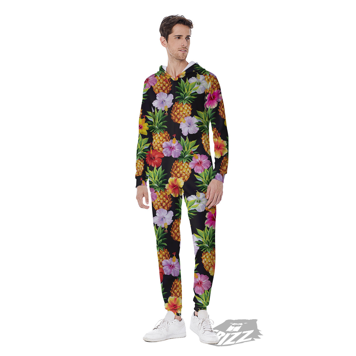 Pineapple Tropical Vintage Print Pattern Men's Jumpsuit-grizzshop