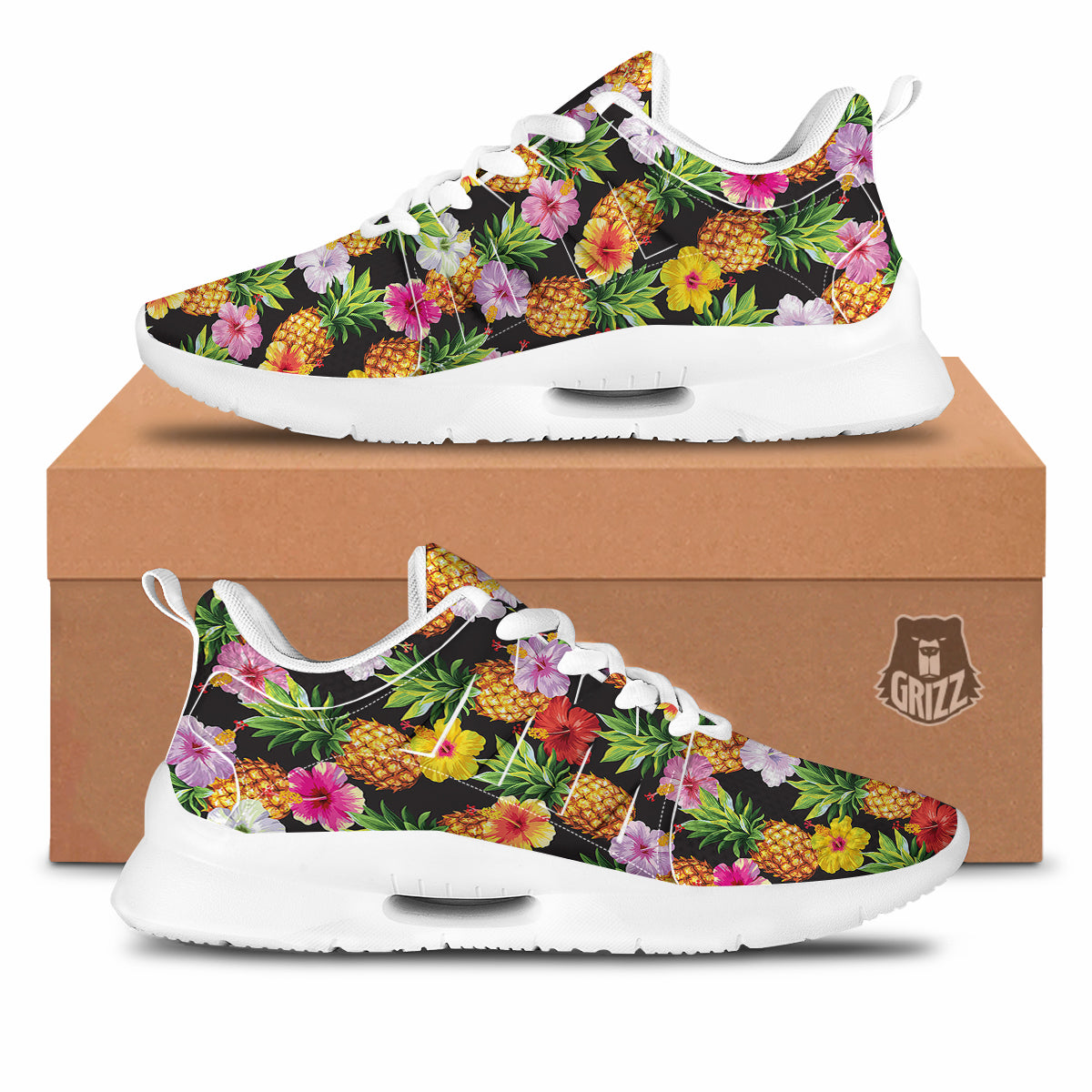 Pineapple Tropical Vintage Print Pattern Tennis Shoes-grizzshop