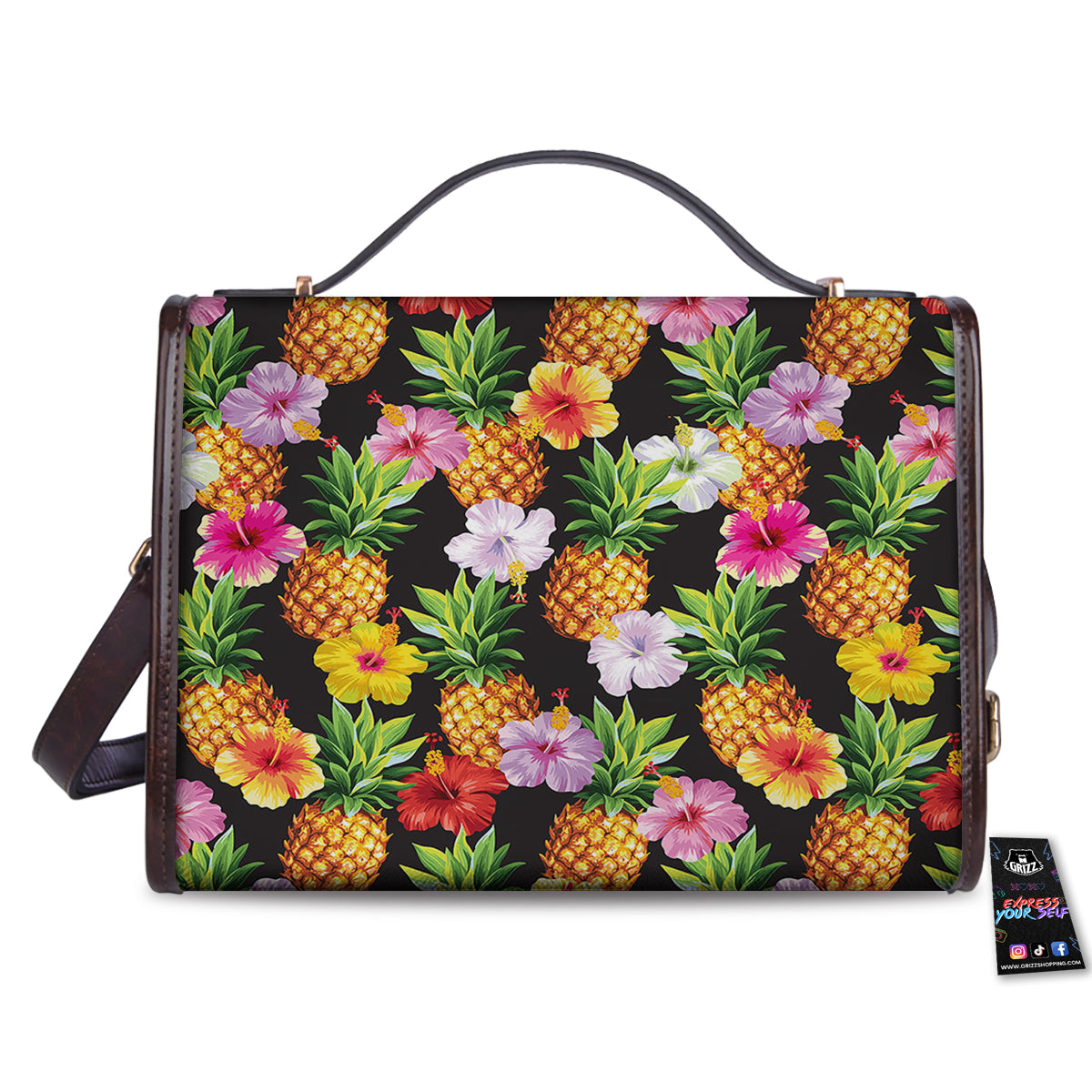 Pineapple Tropical Vintage Print Pattern Women's Satchel Bag-grizzshop