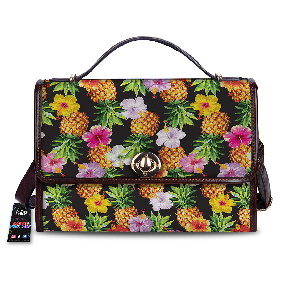 Pineapple Tropical Vintage Print Pattern Women's Satchel Bag-grizzshop