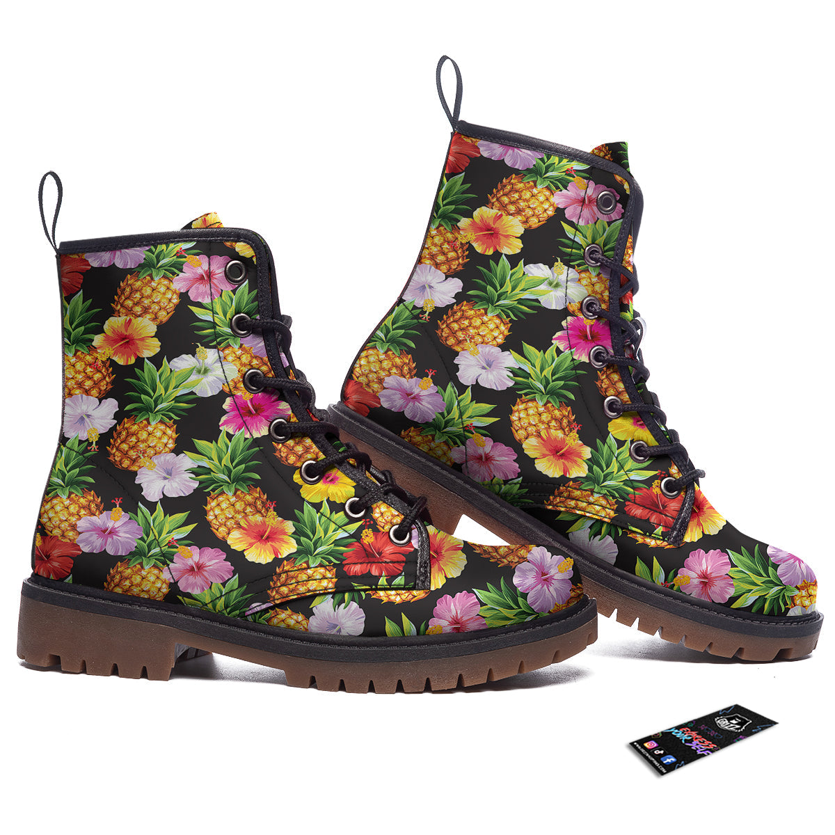 Pineapple Tropical Vintage Print Pattern Work Boots-grizzshop