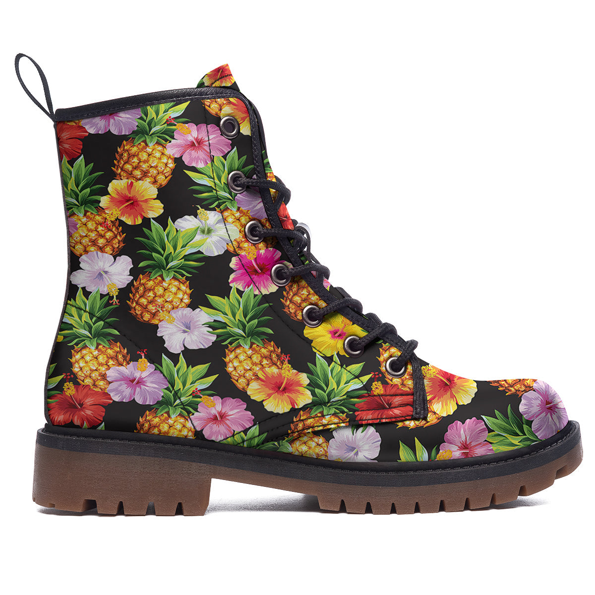 Pineapple Tropical Vintage Print Pattern Work Boots-grizzshop