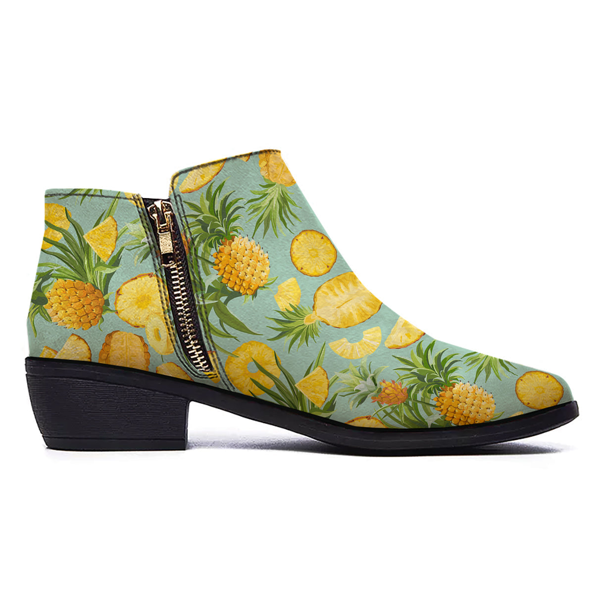 Pineapple Watercolor Print Pattern Ankle Boots-grizzshop