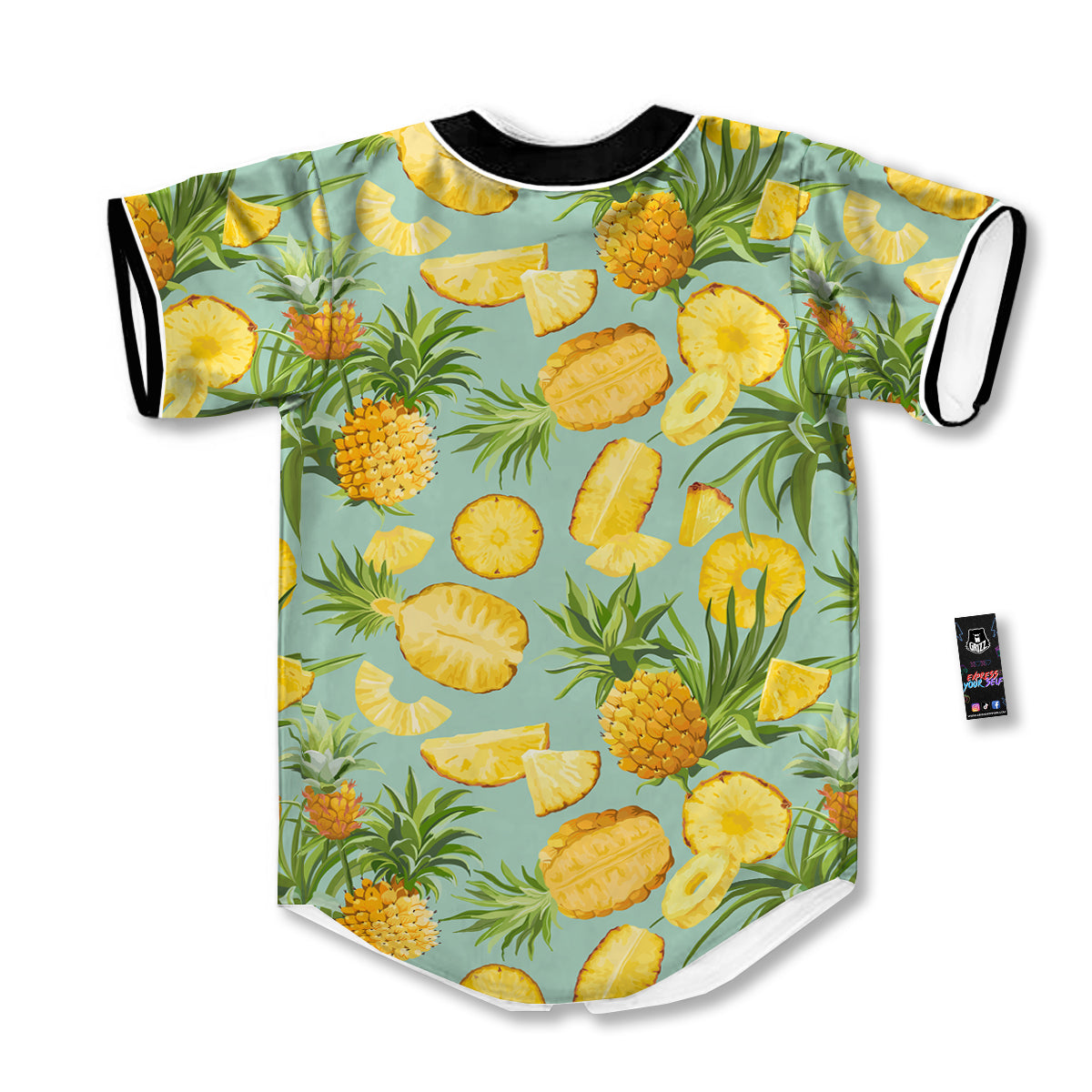 Pineapple Watercolor Print Pattern Baseball Jersey-grizzshop