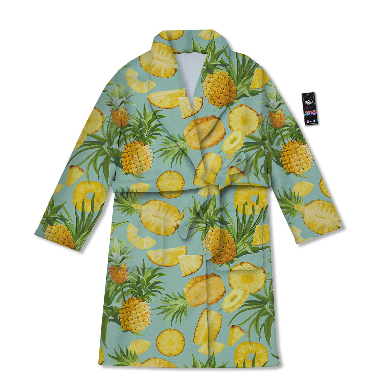 Pineapple Watercolor Print Pattern Bathrobe-grizzshop