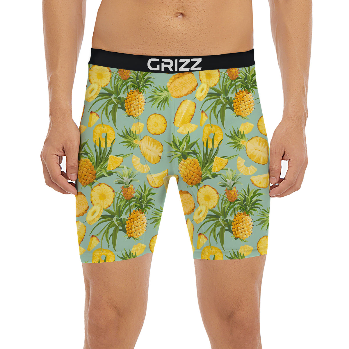 Pineapple Watercolor Print Pattern Boxer Briefs-grizzshop