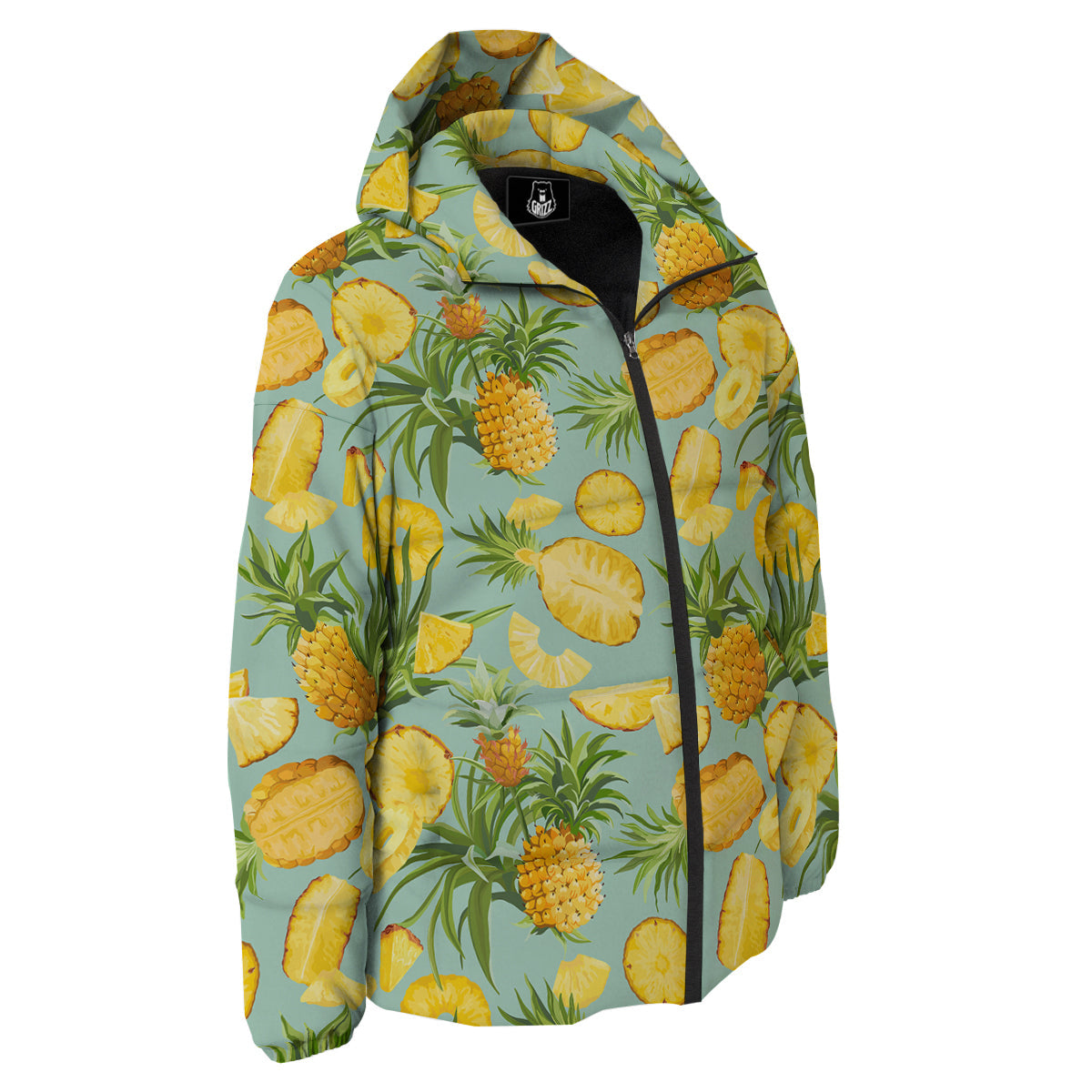 Pineapple Watercolor Print Pattern Down Jacket-grizzshop