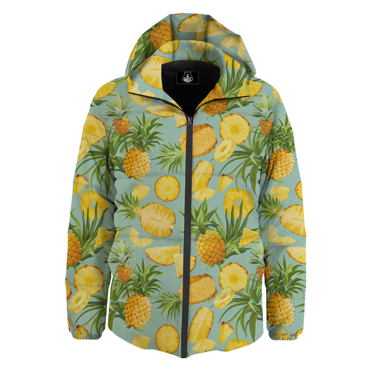Pineapple Watercolor Print Pattern Down Jacket