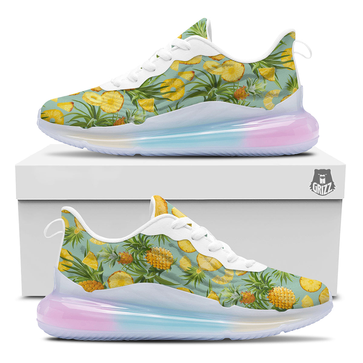 Pineapple Watercolor Print Pattern Running Sneakers-grizzshop