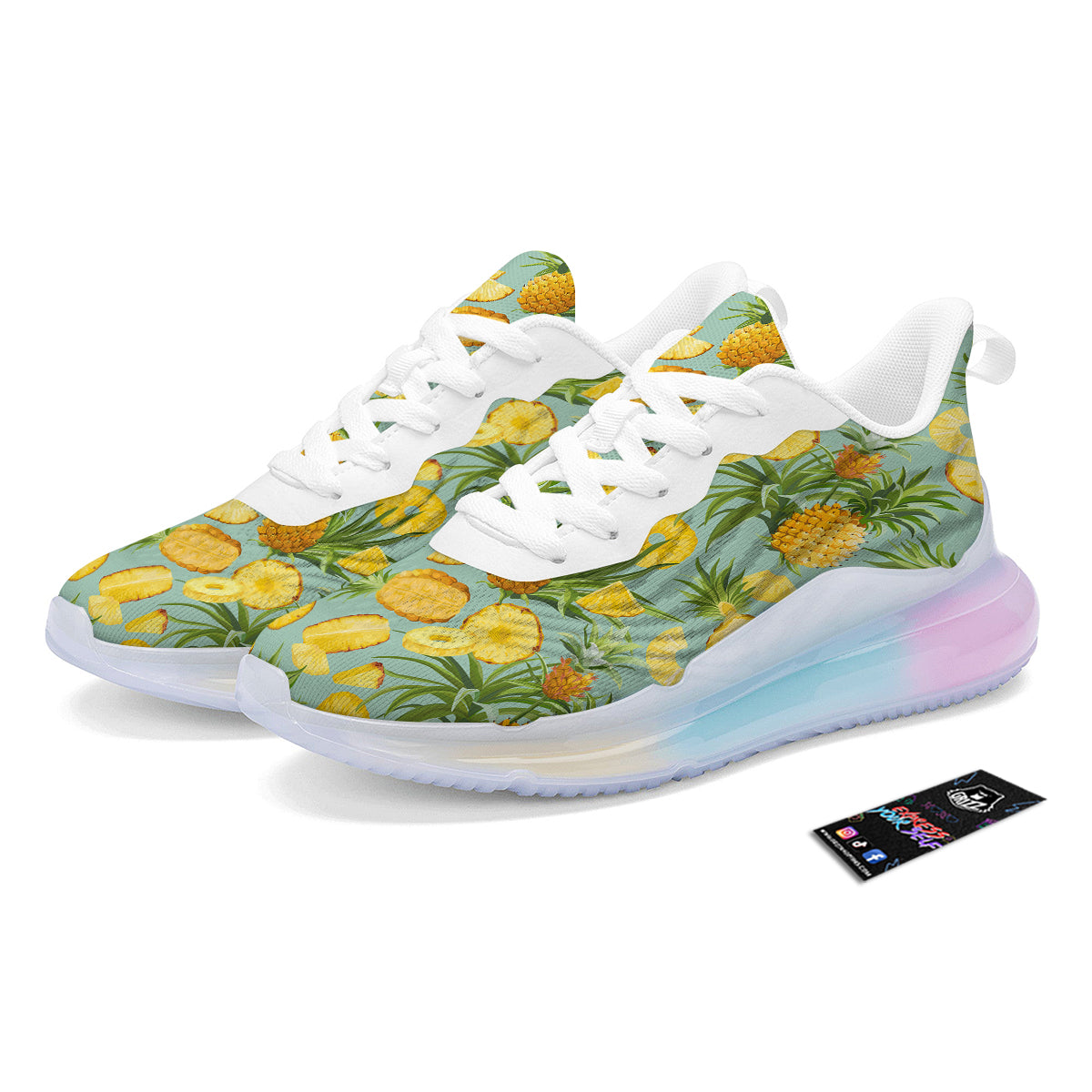 Pineapple Watercolor Print Pattern Running Sneakers-grizzshop