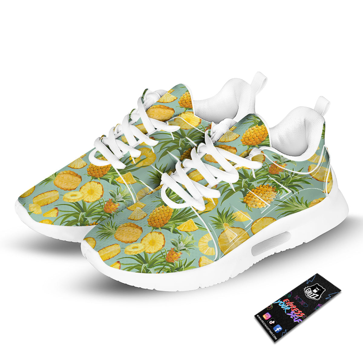Pineapple Watercolor Print Pattern Tennis Shoes-grizzshop