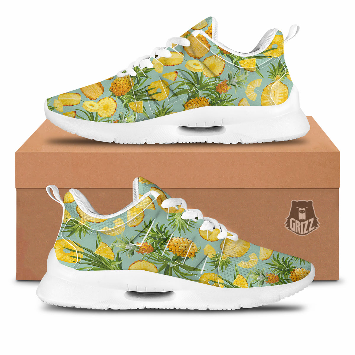 Pineapple Watercolor Print Pattern Tennis Shoes-grizzshop