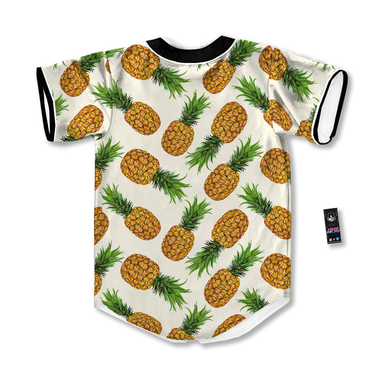 Pineapple White Print Pattern Baseball Jersey-grizzshop