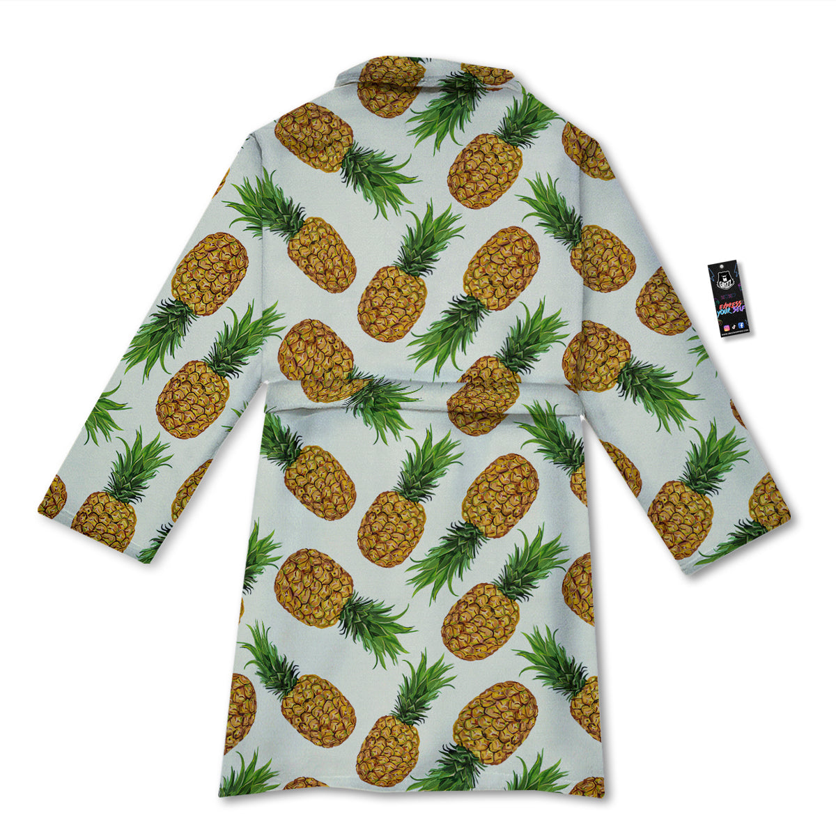 Pineapple White Print Pattern Bathrobe-grizzshop