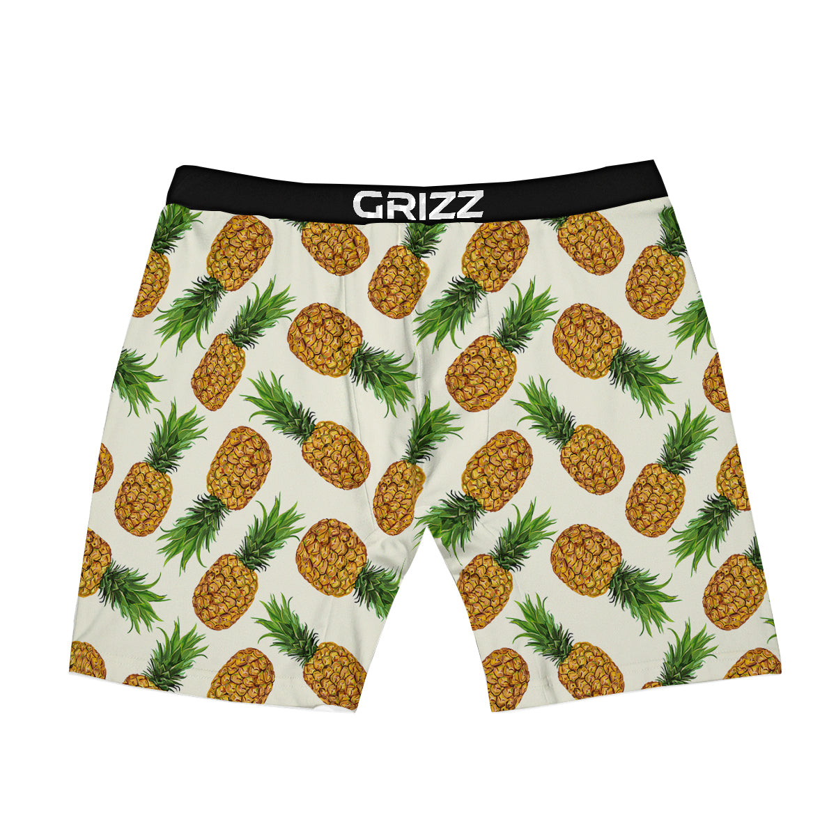 Pineapple White Print Pattern Boxer Briefs-grizzshop
