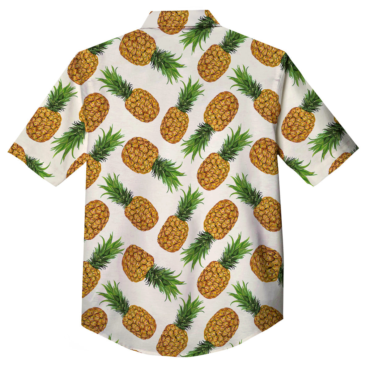 Pineapple White Print Pattern Button Up Shirt-grizzshop