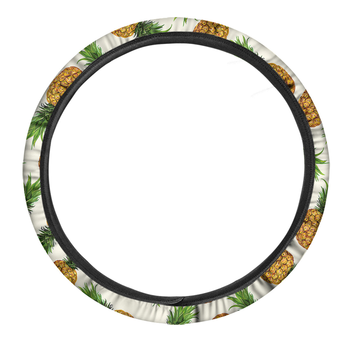 Pineapple White Print Pattern Car Steering Wheel Cover-grizzshop