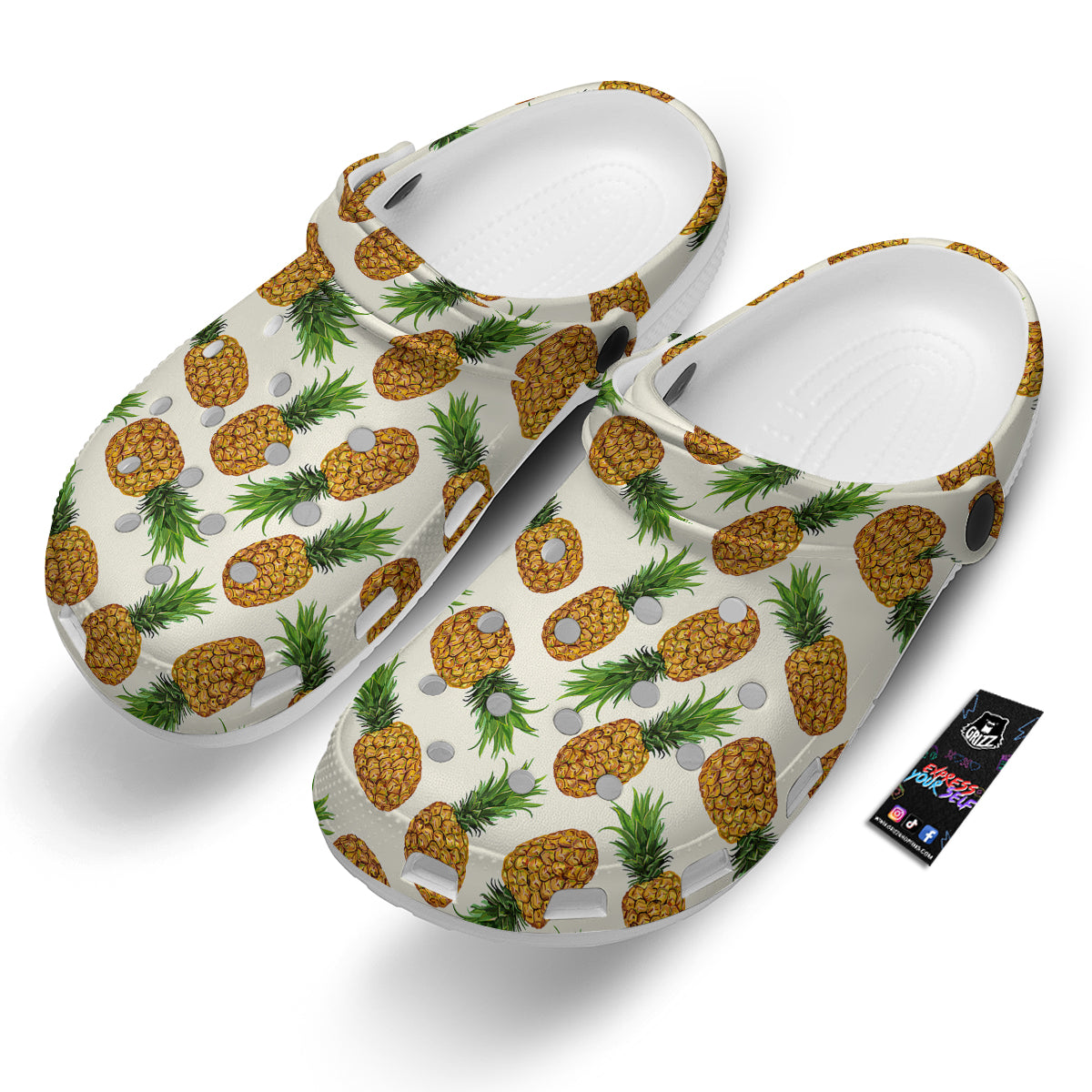 Pineapple White Print Pattern Clog-grizzshop