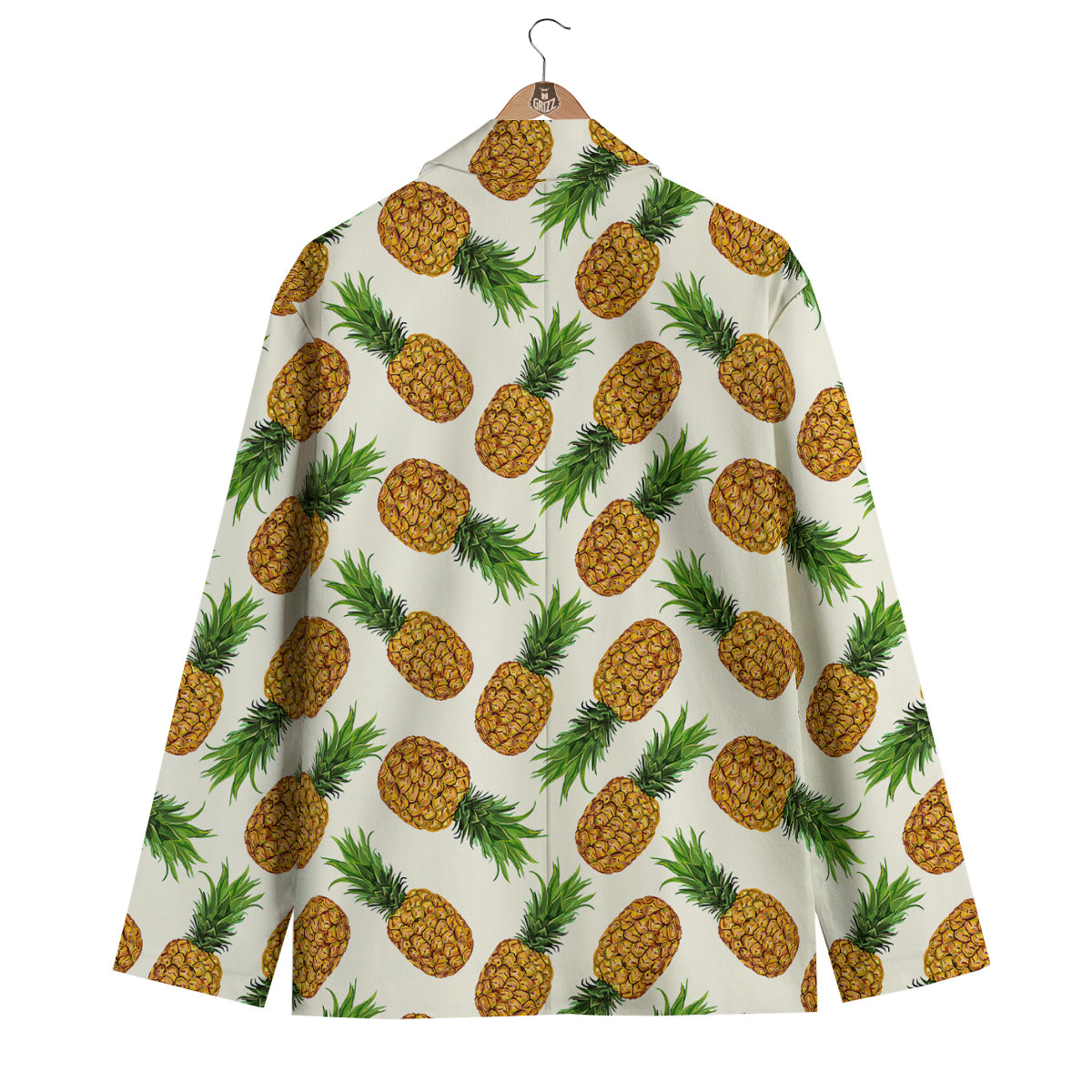 Pineapple White Print Pattern Men's Blazer-grizzshop