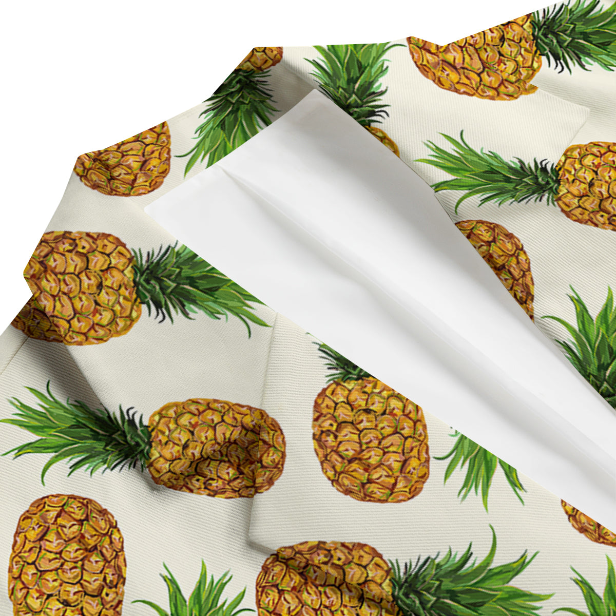 Pineapple White Print Pattern Men's Blazer-grizzshop