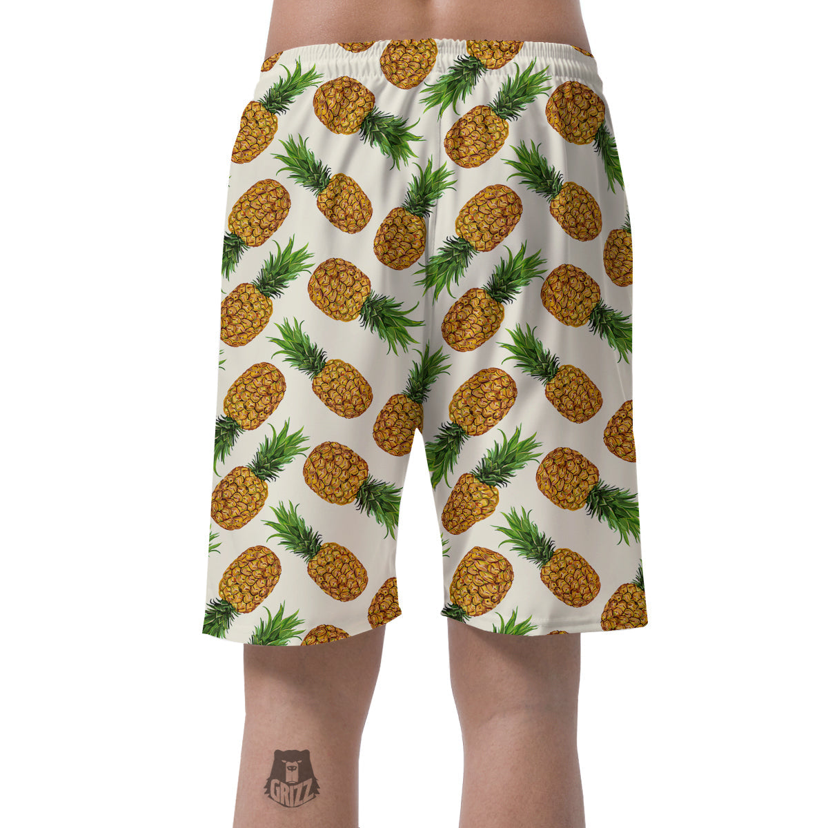 Pineapple White Print Pattern Men's Shorts-grizzshop